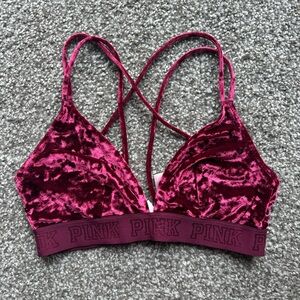 PINK Victoria's Secret Velvet Burgundy Bralette